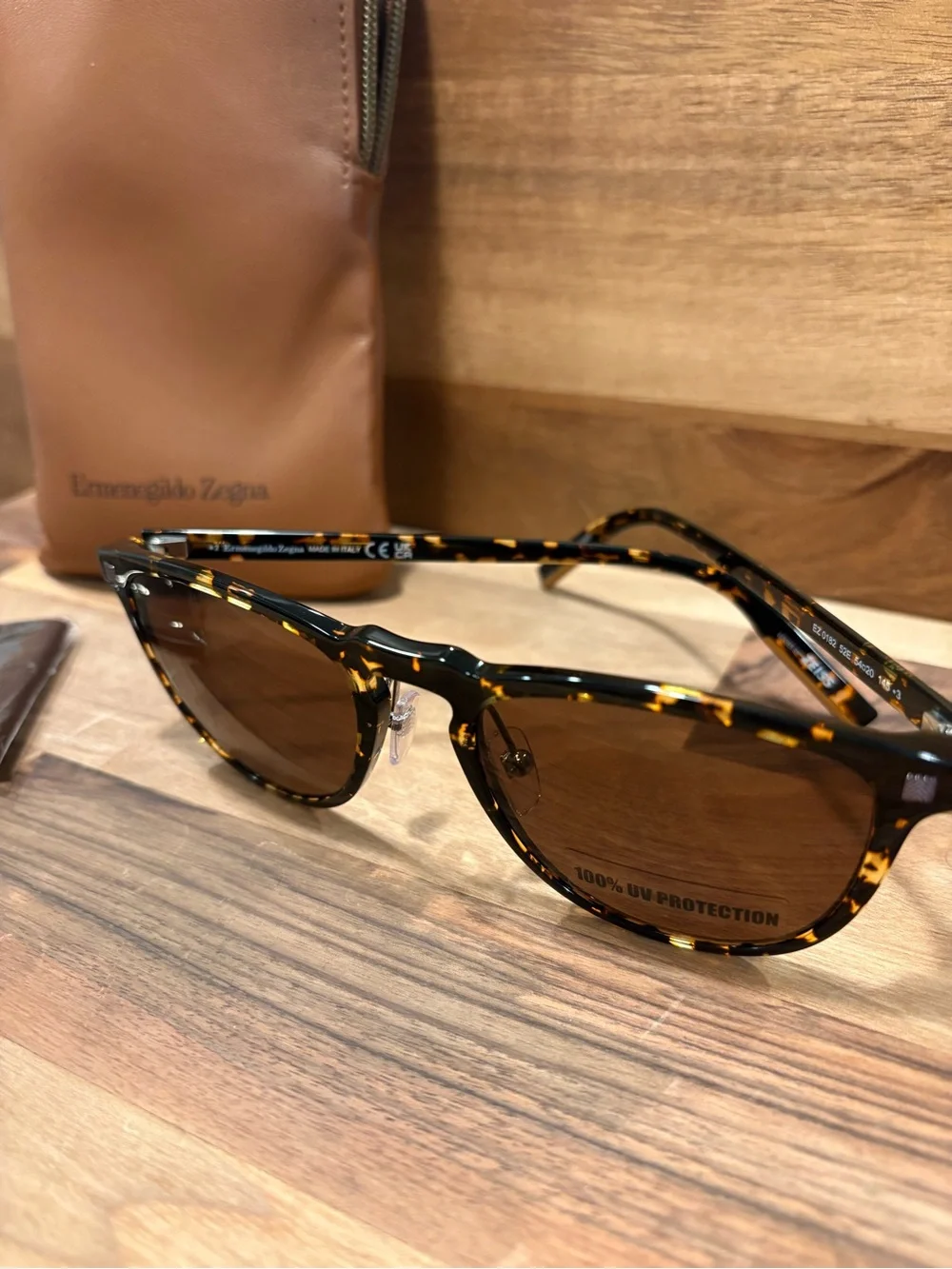Ermenegildo Zegna EZ0182 Sunglasses 52E Round Blonde Tortoise Luxury